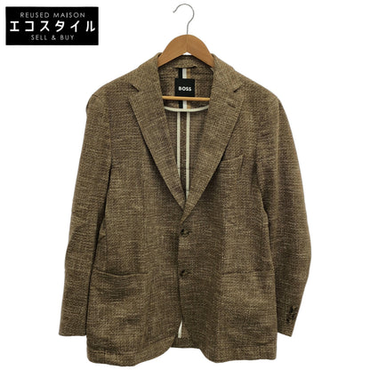 BOSS brown notch-lapel tweed 2-button single-breasted jacket tops
