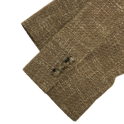 BOSS brown notch-lapel tweed 2-button single-breasted jacket tops