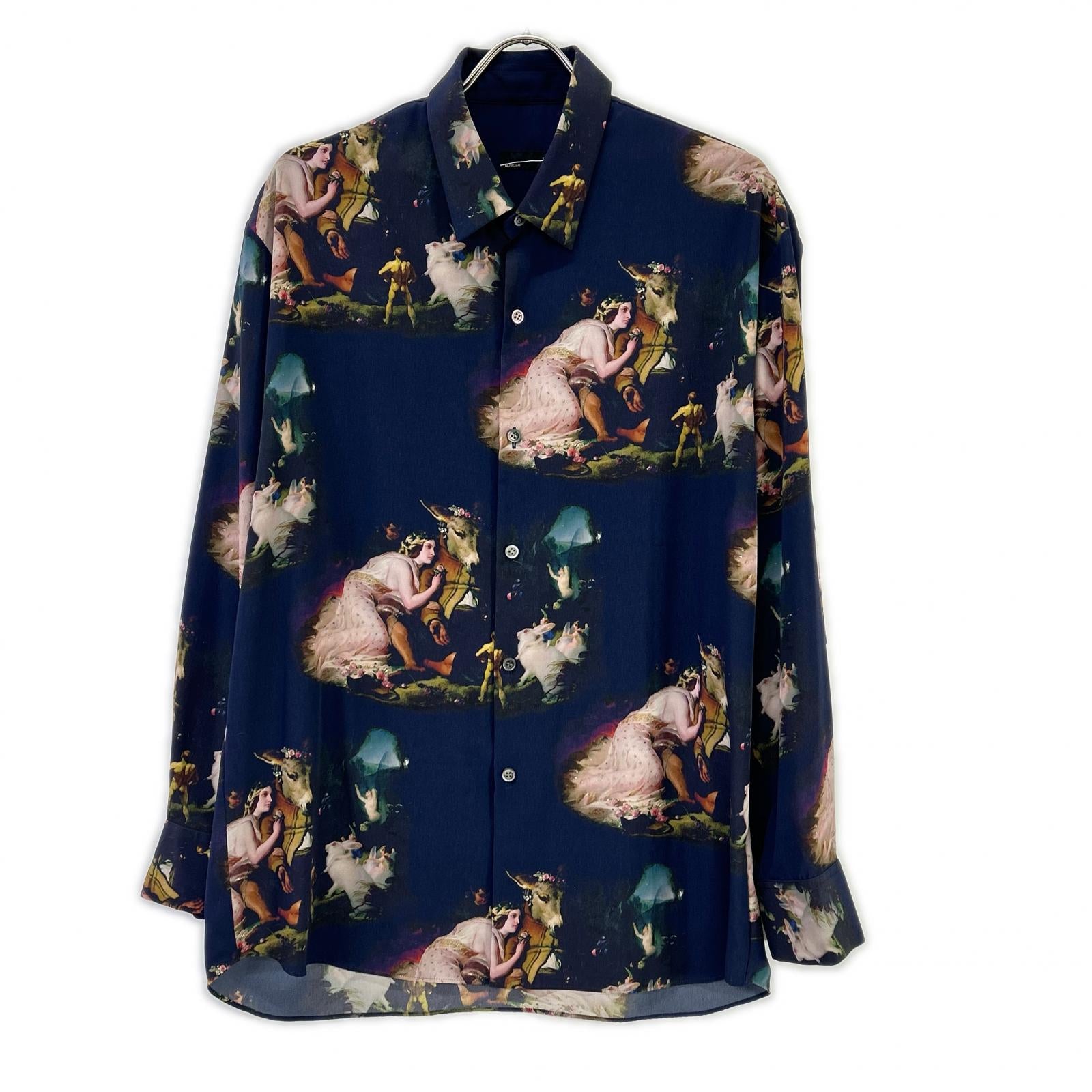 LAD MUSICIAN ラッドミュージシャン 22AW 2222-123 ネイビー 西洋絵画 DECHINE BIG SHIRT INKJET MID SUMMER プリントビッグシャツ トップス