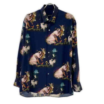 LAD MUSICIAN ラッドミュージシャン 22AW 2222-123 ネイビー 西洋絵画 DECHINE BIG SHIRT INKJET MID SUMMER プリントビッグシャツ トップス