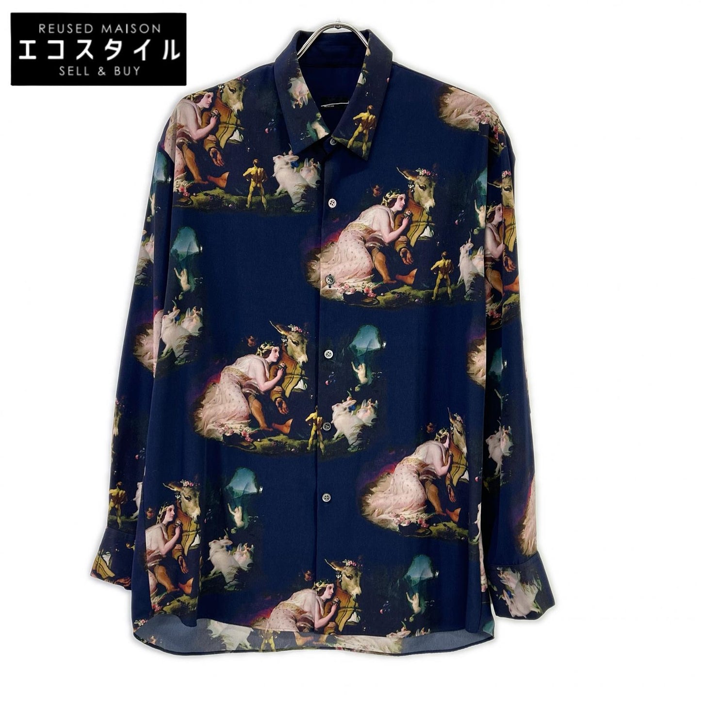 LAD MUSICIAN ラッドミュージシャン 22AW 2222-123 ネイビー 西洋絵画 DECHINE BIG SHIRT INKJET MID SUMMER プリントビッグシャツ トップス