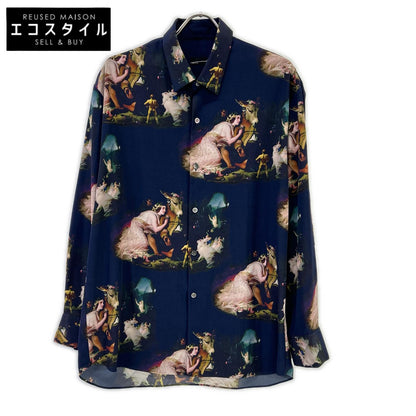 LAD MUSICIAN ラッドミュージシャン 22AW 2222-123 ネイビー 西洋絵画 DECHINE BIG SHIRT INKJET MID SUMMER プリントビッグシャツ トップス