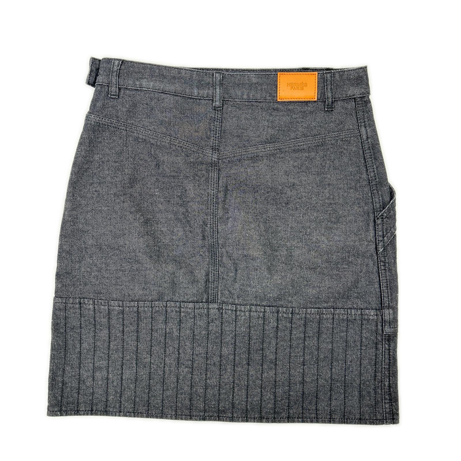 HERMES エルメス 22SS 2E0350DQ インディゴ セリエボタンデニムスカート スカート