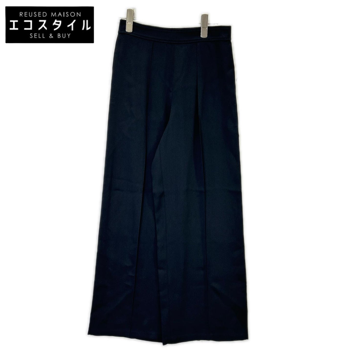 HERMES エルメス 24SS 4H0432DF ブラック レーヨンシルク 1タックワイドパンツ ボトムス