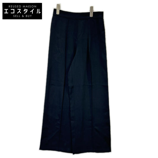 HERMES エルメス 24SS 4H0432DF ブラック レーヨンシルク 1タックワイドパンツ ボトムス