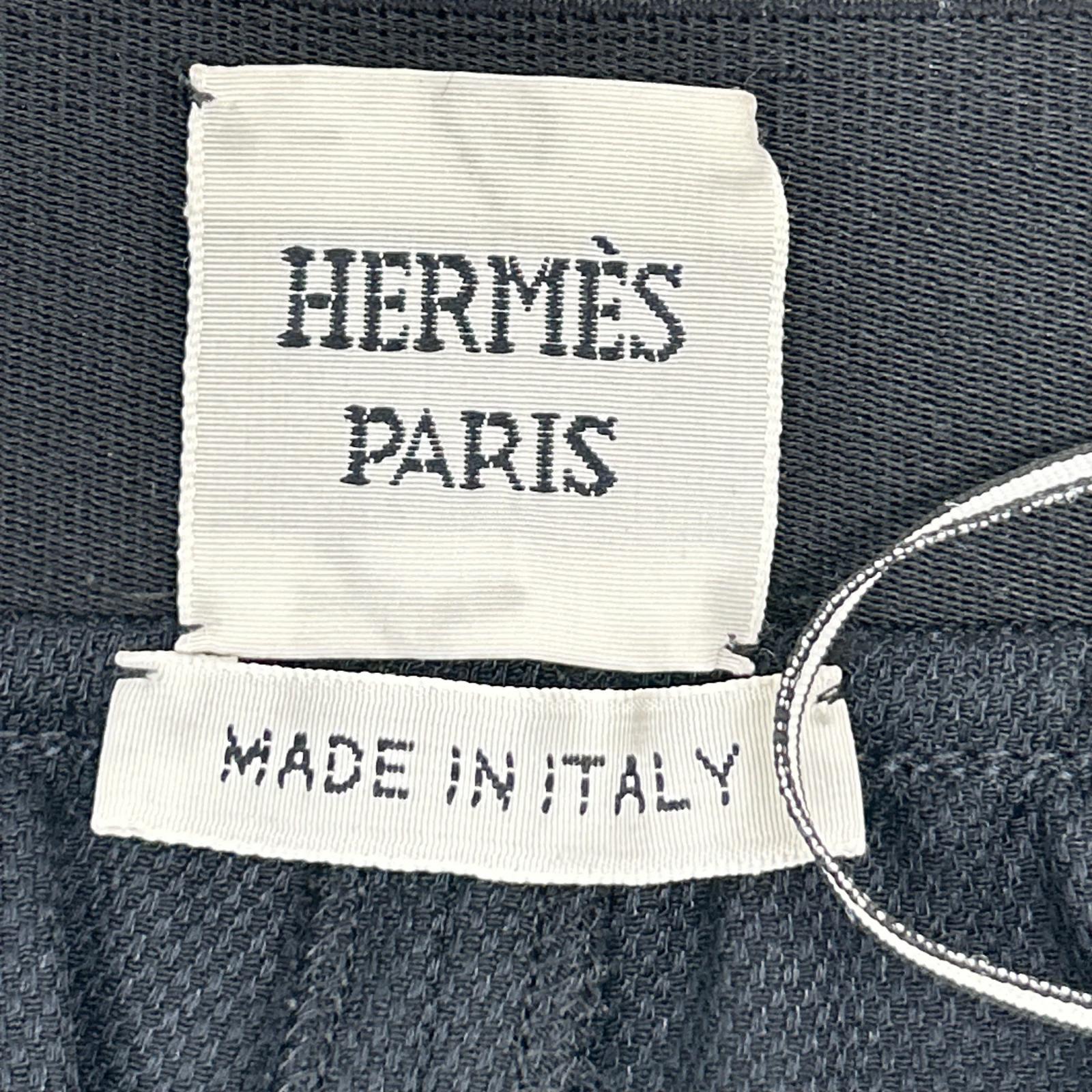 HERMES エルメス 24SS 4H0432DF ブラック レーヨンシルク 1タックワイドパンツ ボトムス