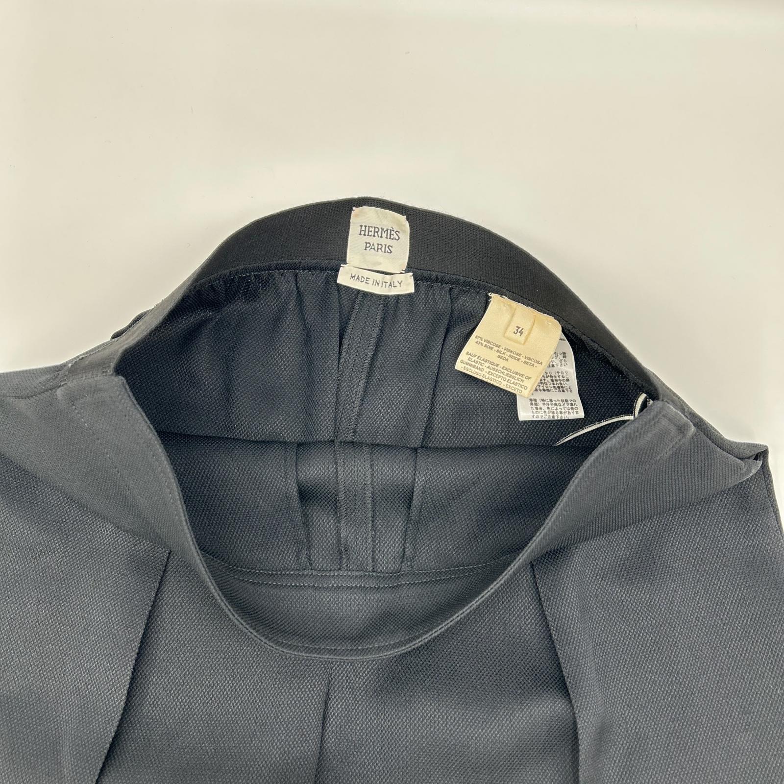 HERMES エルメス 24SS 4H0432DF ブラック レーヨンシルク 1タックワイドパンツ ボトムス