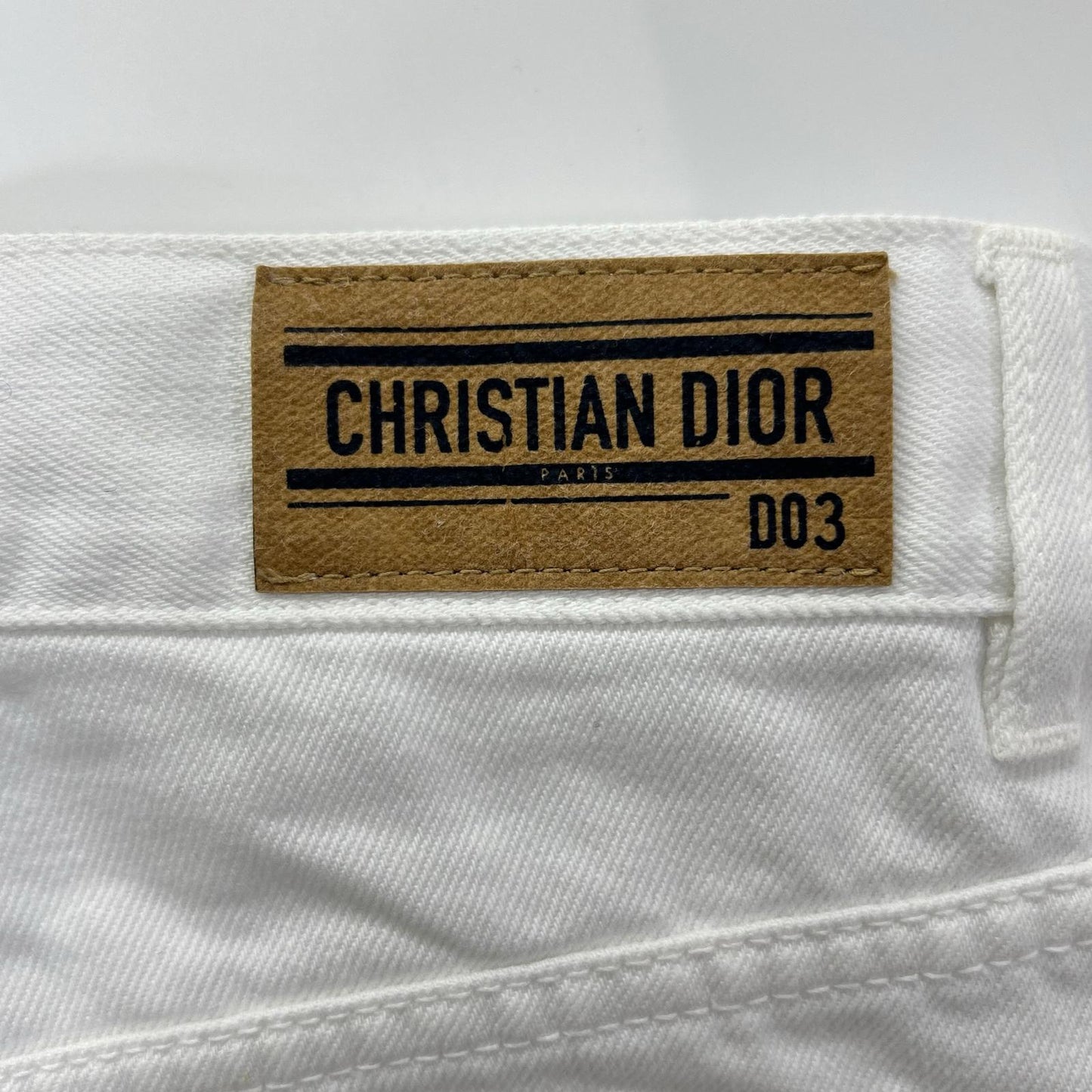 Christian Dior クリスチャンディオール ホワイト BEEタグ ダメージ加工 デニムパンツ ボトムス