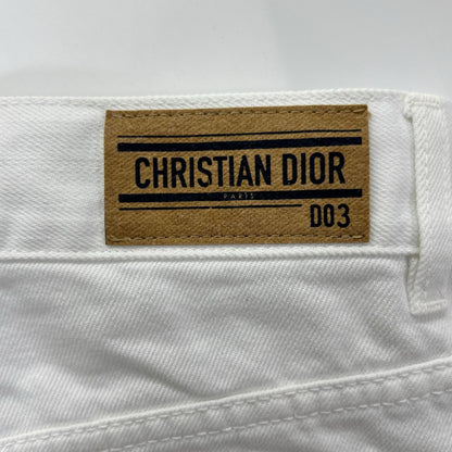 Christian Dior クリスチャンディオール ホワイト BEEタグ ダメージ加工 デニムパンツ ボトムス