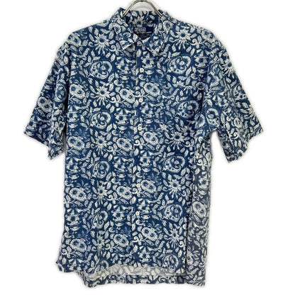 POLObyRalphLauren ポロラルフローレン ブルー コットン100 CALDWELL 総柄オープンカラー半袖シャツ トップス
