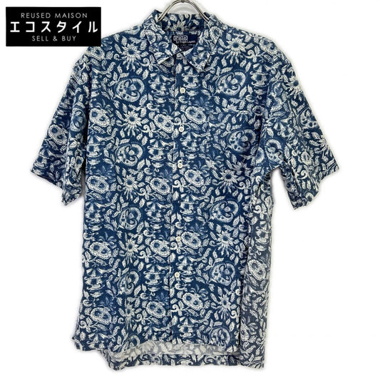 POLObyRalphLauren ポロラルフローレン ブルー コットン100 CALDWELL 総柄オープンカラー半袖シャツ トップス