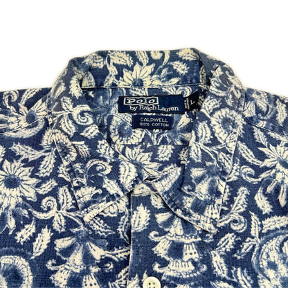 POLObyRalphLauren ポロラルフローレン ブルー コットン100 CALDWELL 総柄オープンカラー半袖シャツ トップス