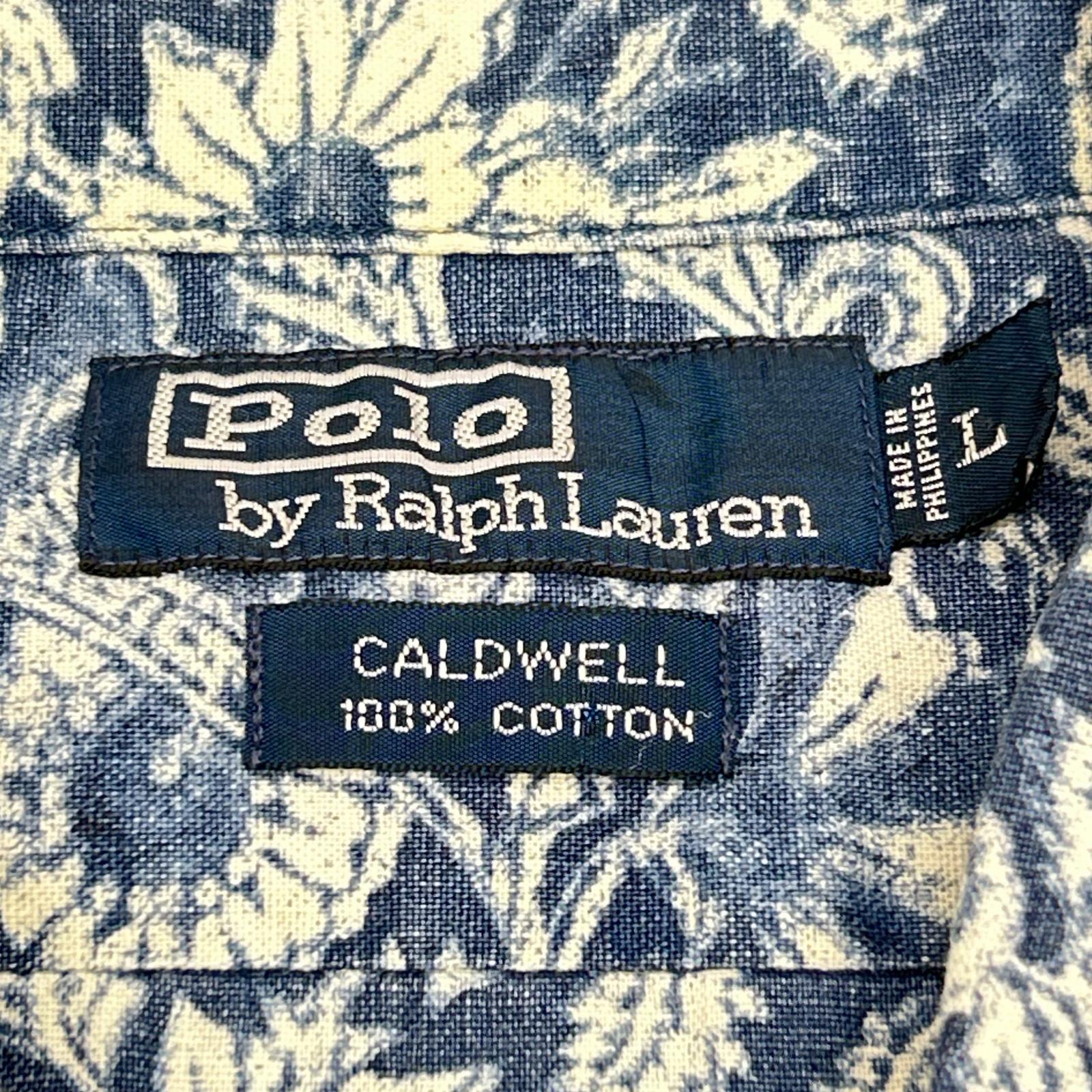 POLObyRalphLauren ポロラルフローレン ブルー コットン100 CALDWELL 総柄オープンカラー半袖シャツ トップス