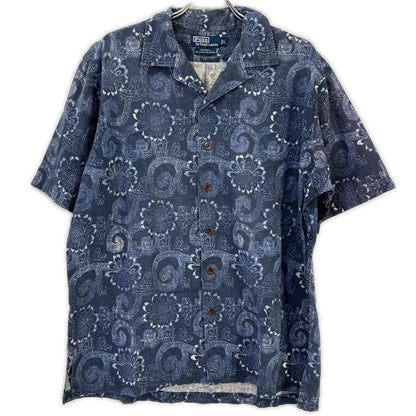 POLObyRalphLauren ポロラルフローレン ブルー リネンコットン CALDWELL ヒマワリ オープンカラー半袖シャツ トップス