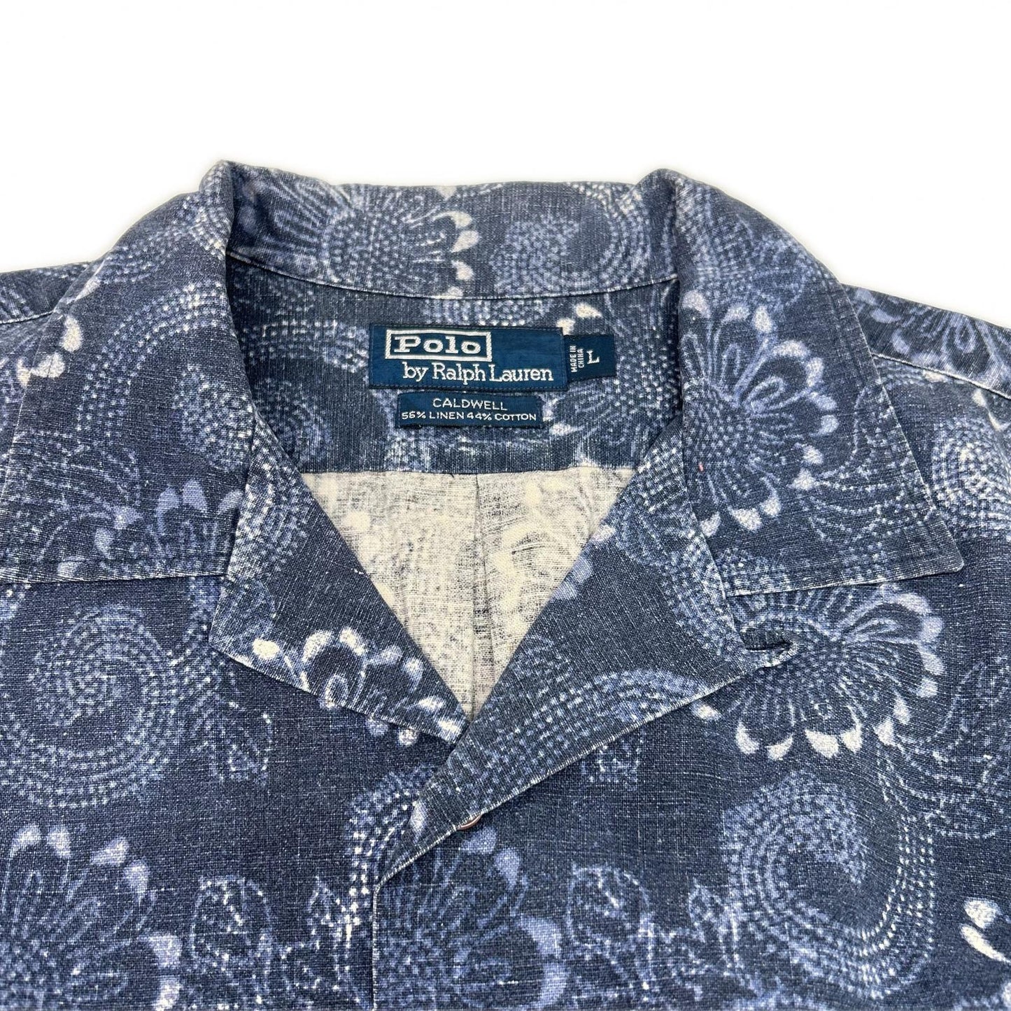 POLObyRalphLauren ポロラルフローレン ブルー リネンコットン CALDWELL ヒマワリ オープンカラー半袖シャツ トップス