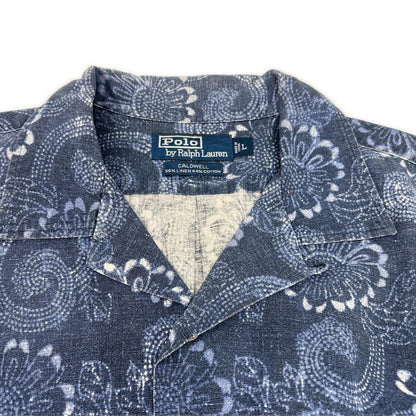 POLObyRalphLauren ポロラルフローレン ブルー リネンコットン CALDWELL ヒマワリ オープンカラー半袖シャツ トップス