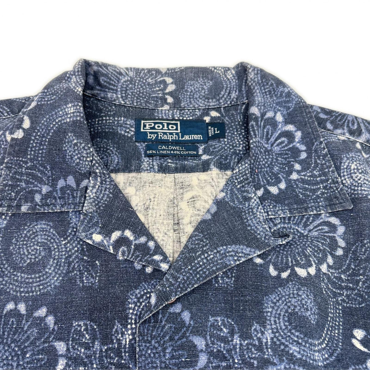 POLObyRalphLauren ポロラルフローレン ブルー リネンコットン CALDWELL ヒマワリ オープンカラー半袖シャツ トップス
