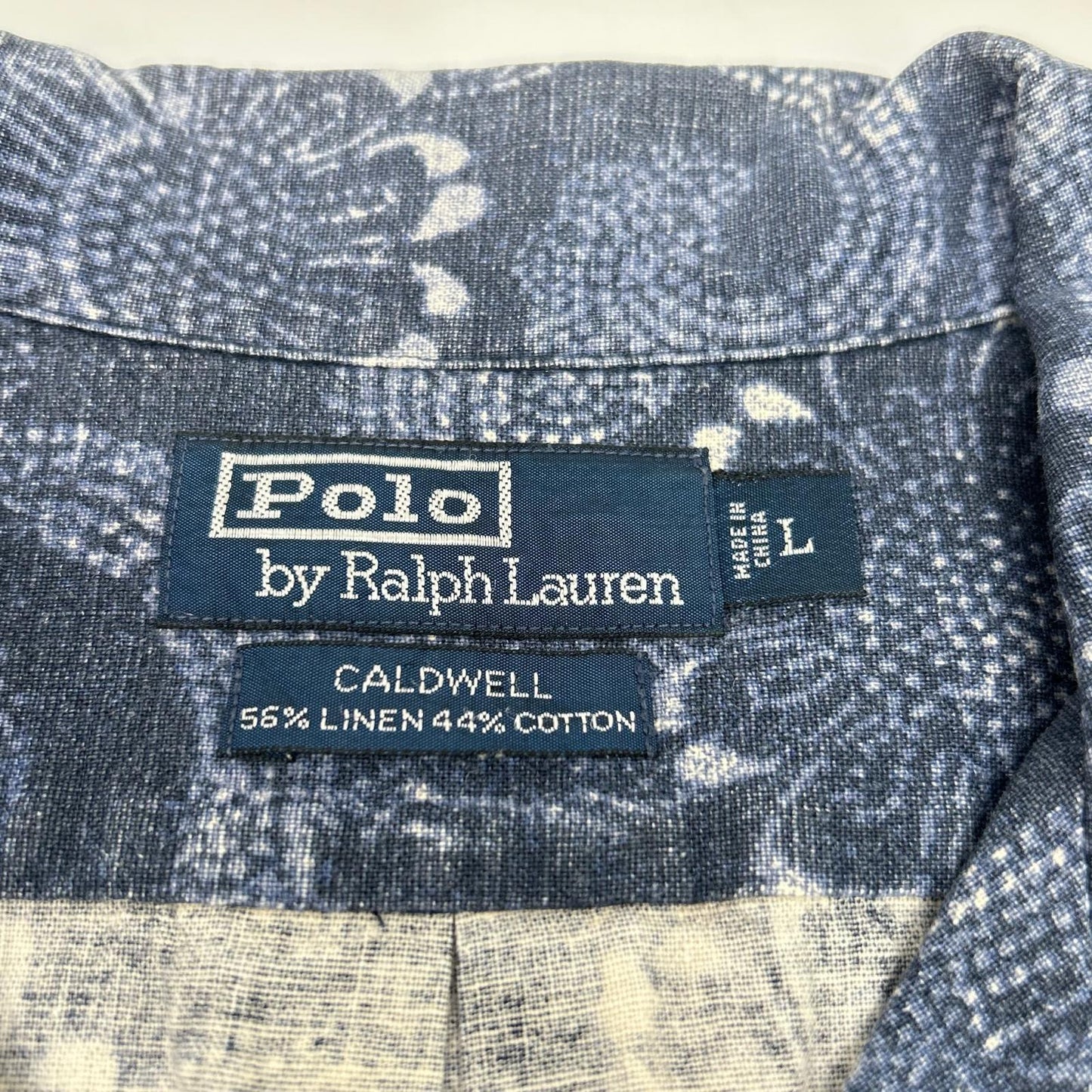 POLObyRalphLauren ポロラルフローレン ブルー リネンコットン CALDWELL ヒマワリ オープンカラー半袖シャツ トップス