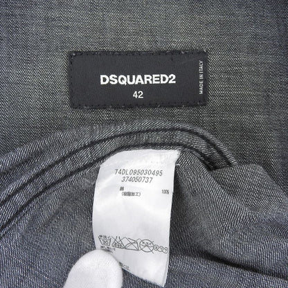 DSQUARED2 ディースクエアード コットン コーティングデニム ロングスリーブ ウエスタンシャツ ジャケット メンズ 黒 ブラック 42 トップス