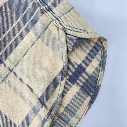 RRL Double RL WMRRWOVS2C00028 Beige cotton checked flannel shirt top