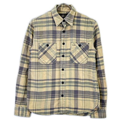 RRL Double RL WMRRWOVS2C00028 Beige cotton checked flannel shirt top