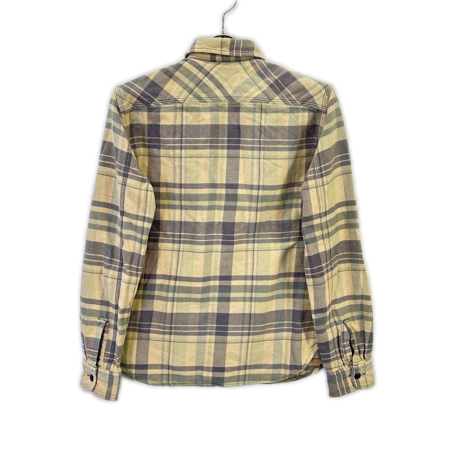 RRL Double RL WMRRWOVS2C00028 Beige cotton checked flannel shirt top