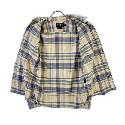 RRL Double RL WMRRWOVS2C00028 Beige cotton checked flannel shirt top