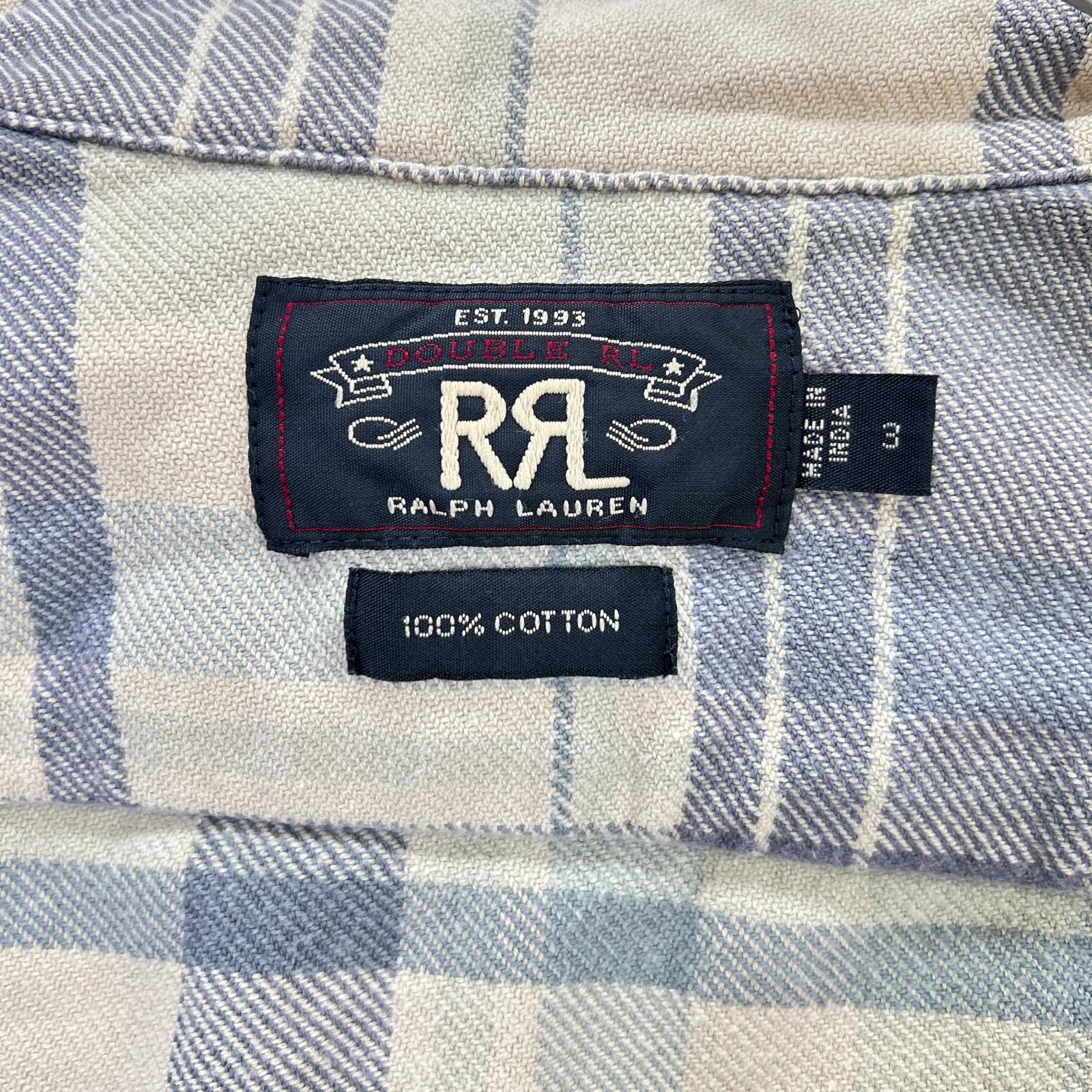 RRL Double RL WMRRWOVS2C00028 Beige cotton checked flannel shirt top