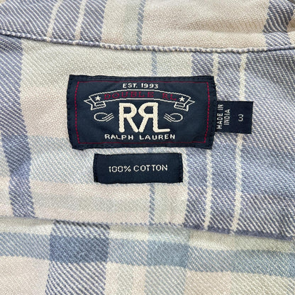 RRL Double RL WMRRWOVS2C00028 Beige cotton checked flannel shirt top