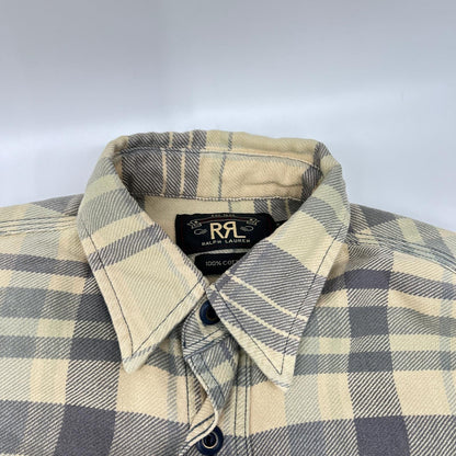RRL Double RL WMRRWOVS2C00028 Beige cotton checked flannel shirt top
