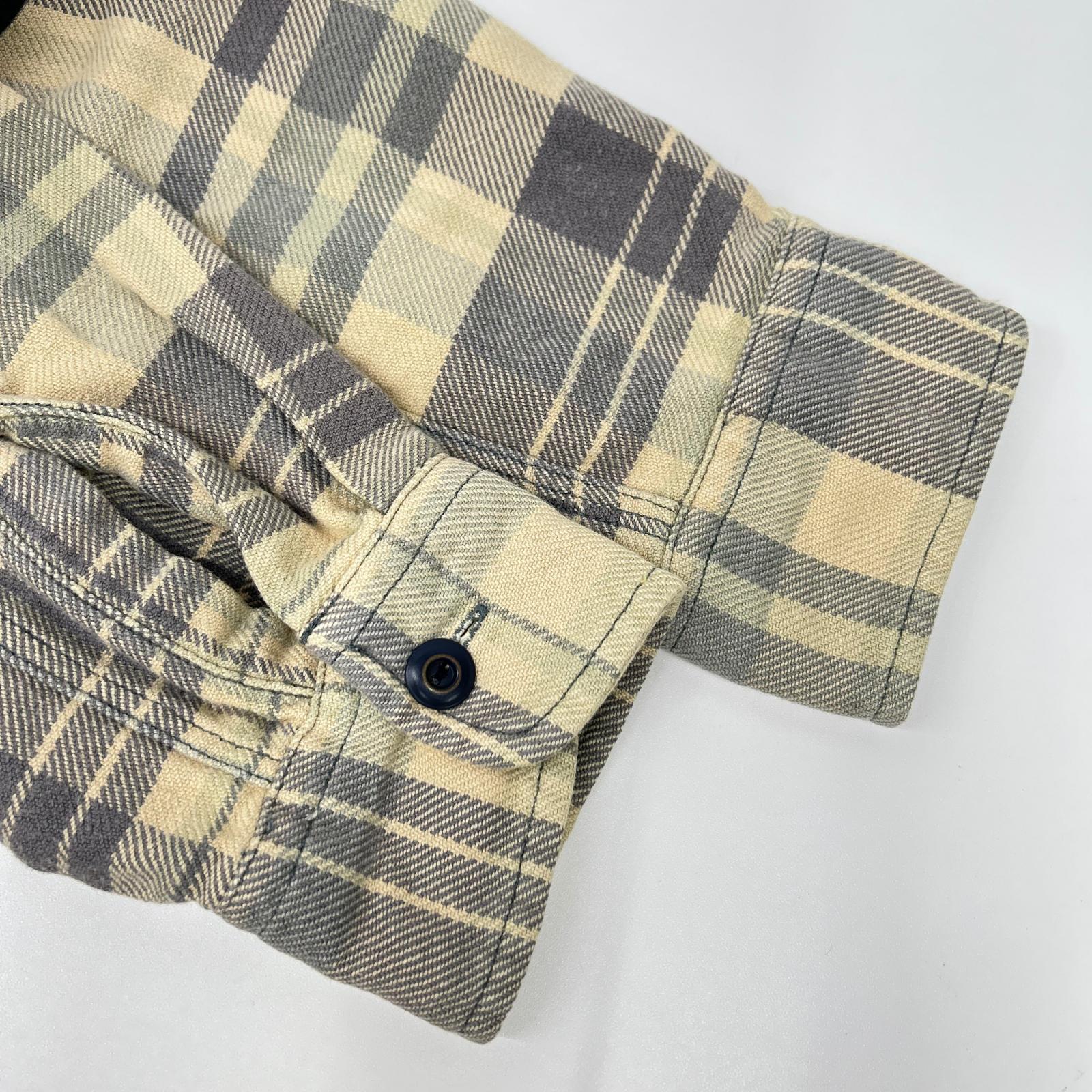 RRL Double RL WMRRWOVS2C00028 Beige cotton checked flannel shirt top