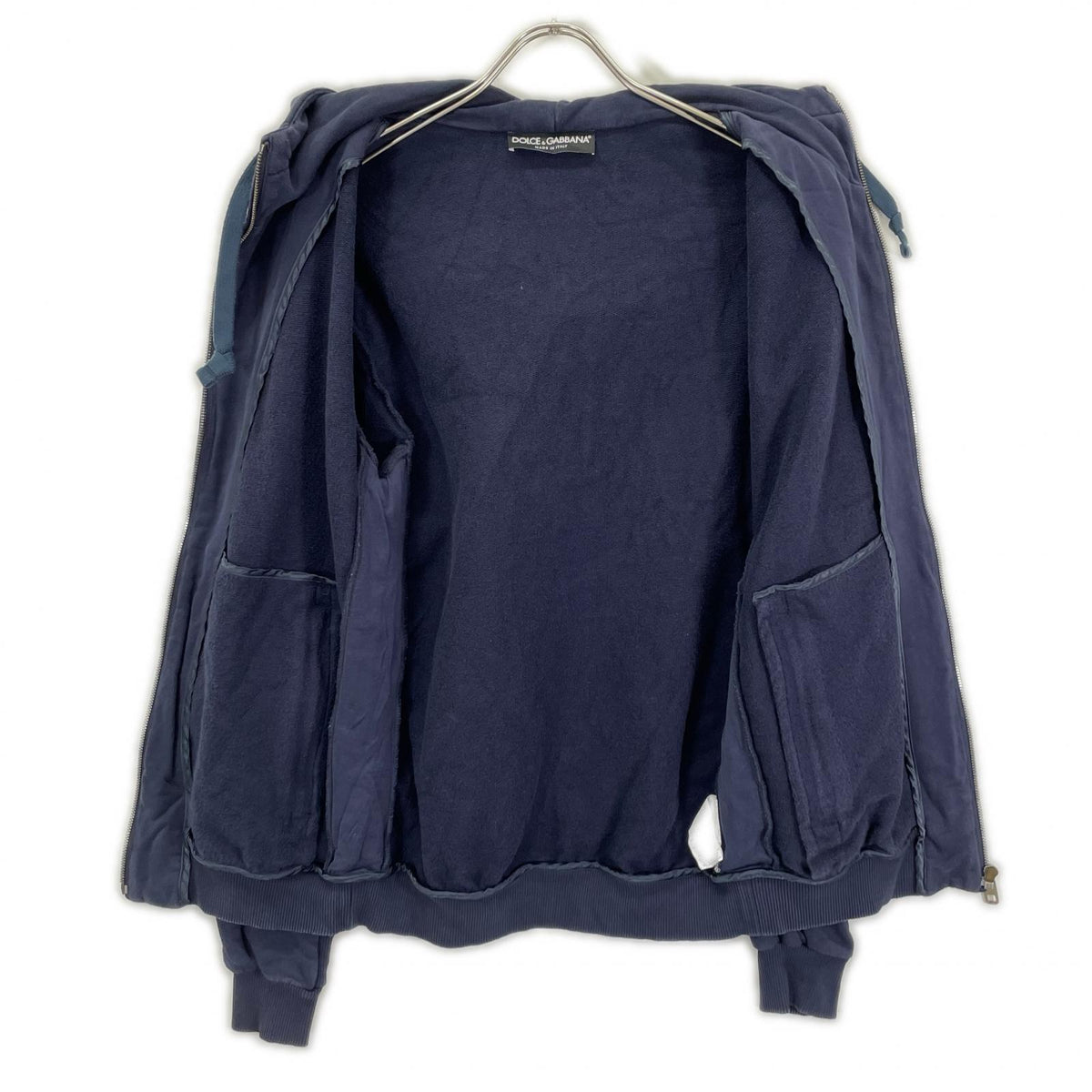 DOLCE&GABBANA DOLCE&GABBANA navy cotton zip-up hoodie sweatshirt hoodie tops