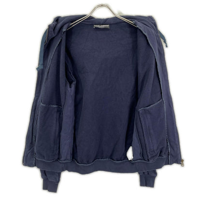 DOLCE&GABBANA DOLCE&GABBANA navy cotton zip-up hoodie sweatshirt hoodie tops