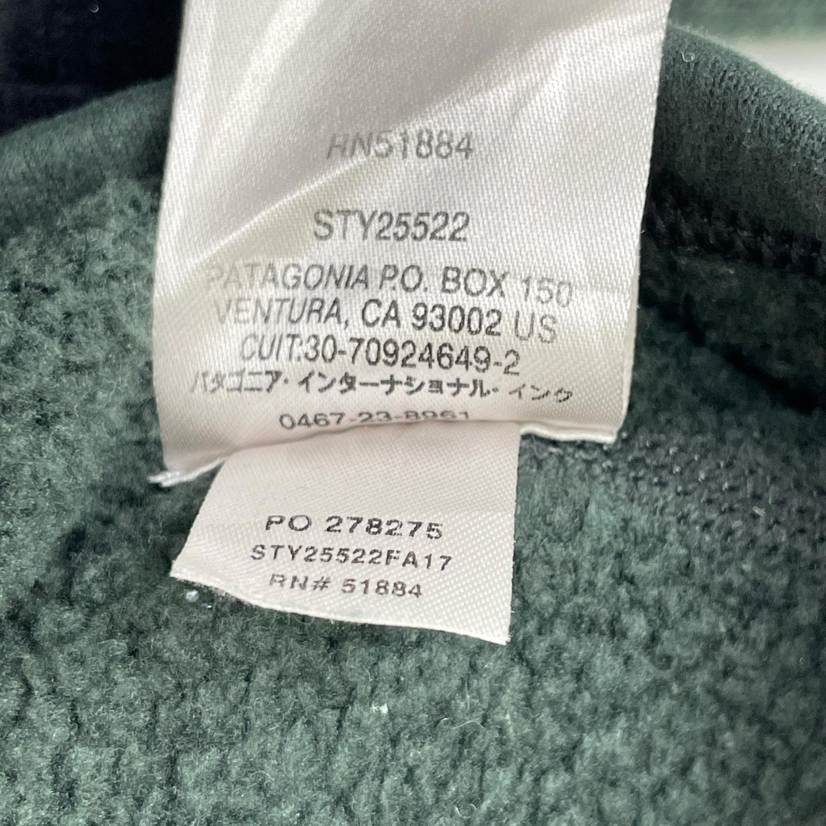 Patagonia パタゴニア 17年製 25522 モスグリーン ベターセーター ハーフジッププルオーバー トップス