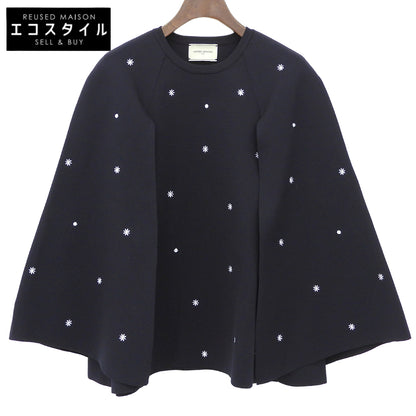 UNITED ARROWS ユナイテッドアローズ 美品 エンブロイダリー フラワー ケープニット ウォッシャブル トップス レディース ネイビー トップス