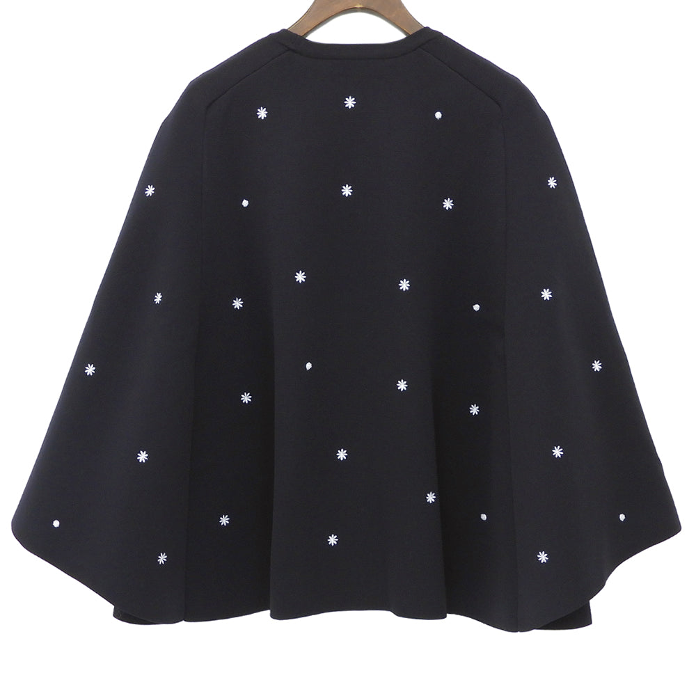 UNITED ARROWS ユナイテッドアローズ 美品 エンブロイダリー フラワー ケープニット ウォッシャブル トップス レディース ネイビー トップス