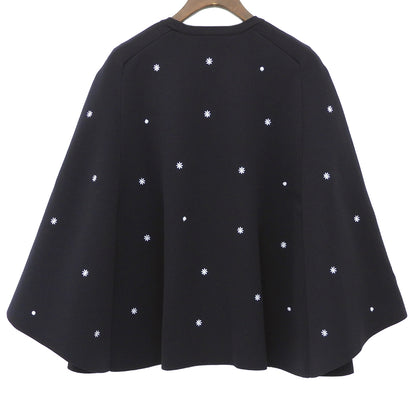 UNITED ARROWS ユナイテッドアローズ 美品 エンブロイダリー フラワー ケープニット ウォッシャブル トップス レディース ネイビー トップス