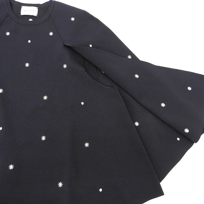 UNITED ARROWS ユナイテッドアローズ 美品 エンブロイダリー フラワー ケープニット ウォッシャブル トップス レディース ネイビー トップス