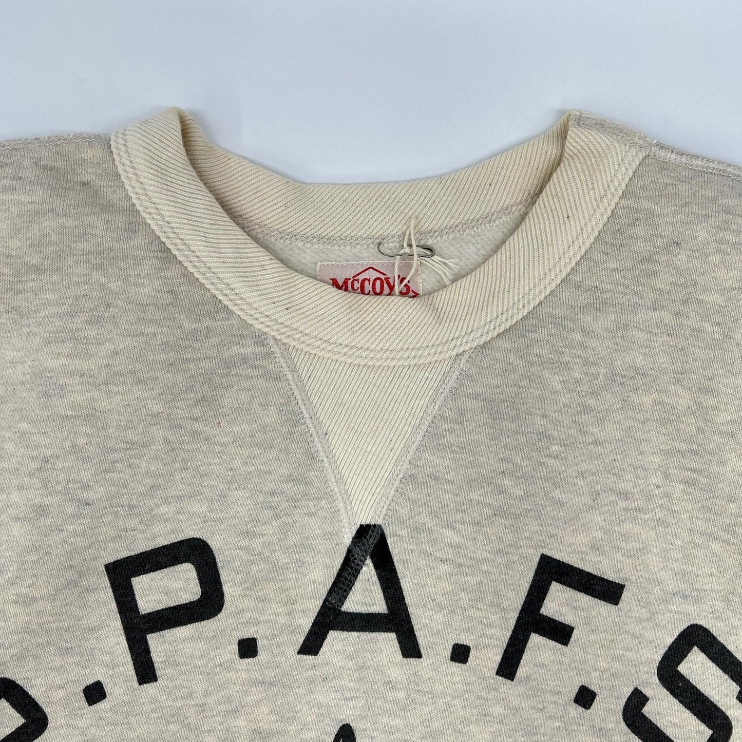 THE REAL MCCOY'S ザリアルマッコイズ MC10101 オフホワイト コットン Vガゼット S.P.A.F.S スウェットシャツ トップス