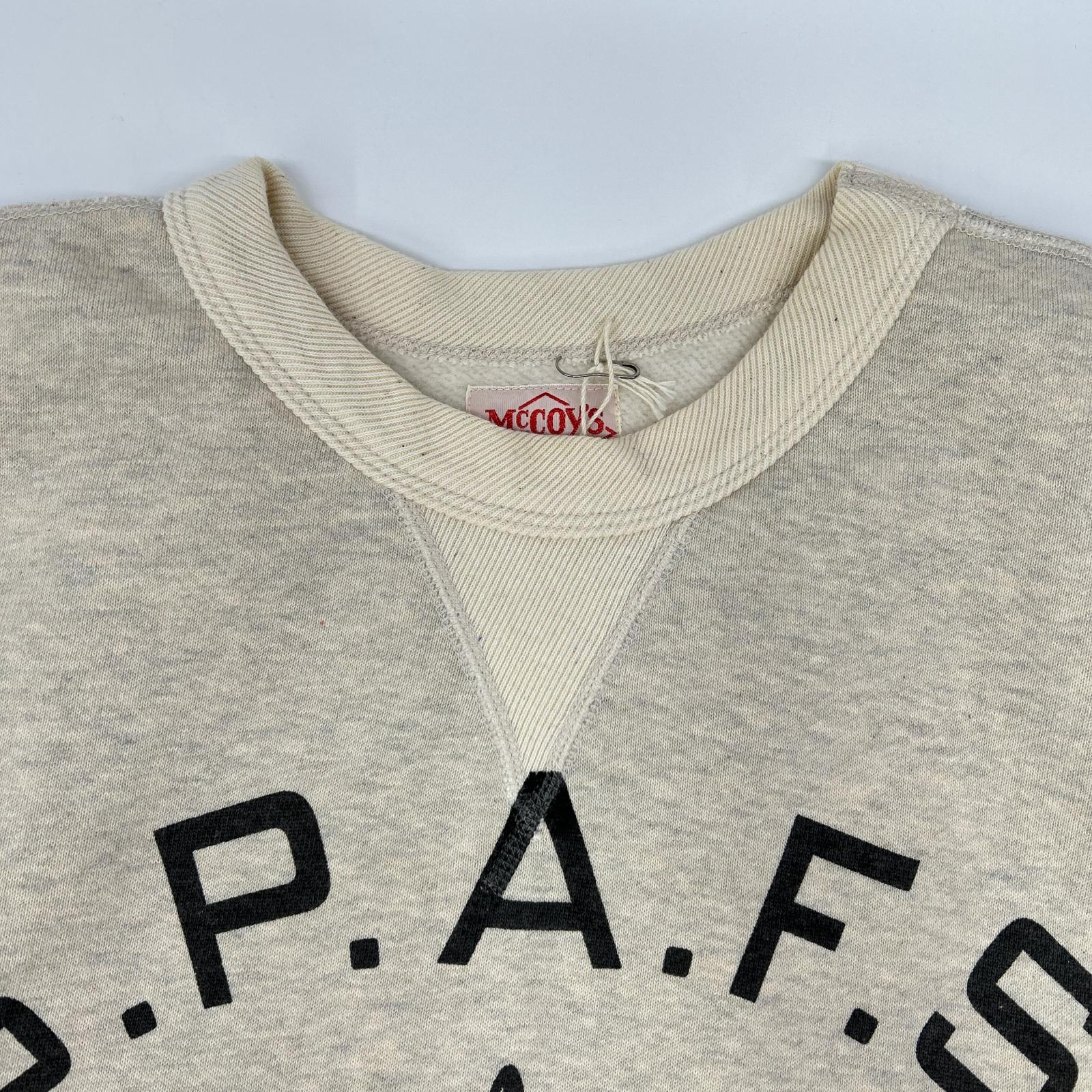 THE REAL MCCOY'S ザリアルマッコイズ MC10101 オフホワイト コットン Vガゼット S.P.A.F.S スウェットシャツ トップス