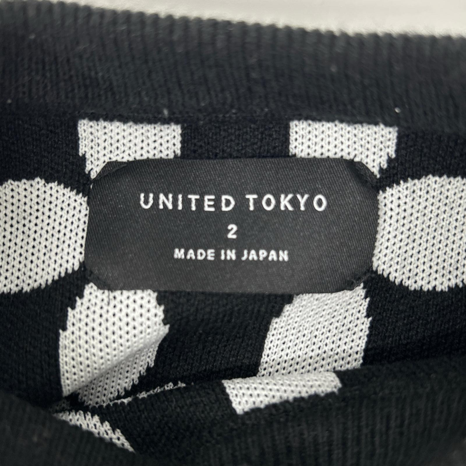 UNITED TOKYO ユナイテッドトウキョウ 132630025 ブラック×グレー ウール混 ジオメタリブライン オーバーサイズニット トップス