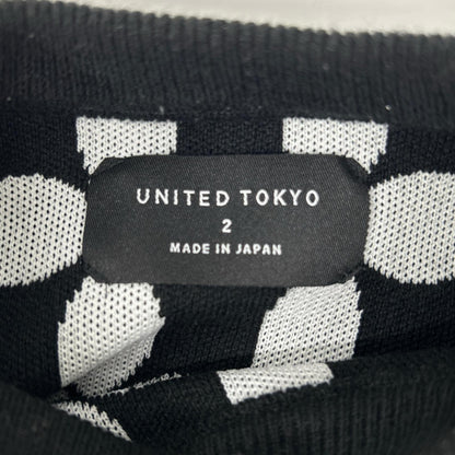 UNITED TOKYO ユナイテッドトウキョウ 132630025 ブラック×グレー ウール混 ジオメタリブライン オーバーサイズニット トップス