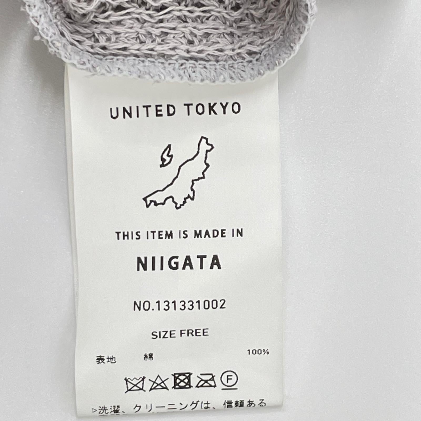 UNITED TOKYO ユナイテッドトウキョウ 131331002 グレー コットン オーバーサイズ メッシュニットカーディガン トップス