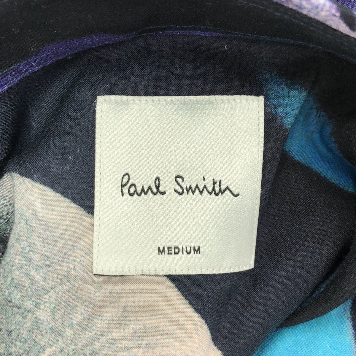 PaulSmith ポールスミス PF-CR-74078 ブラック×ブルー グラフィックプリント オーバーサイズボタンシャツ トップス