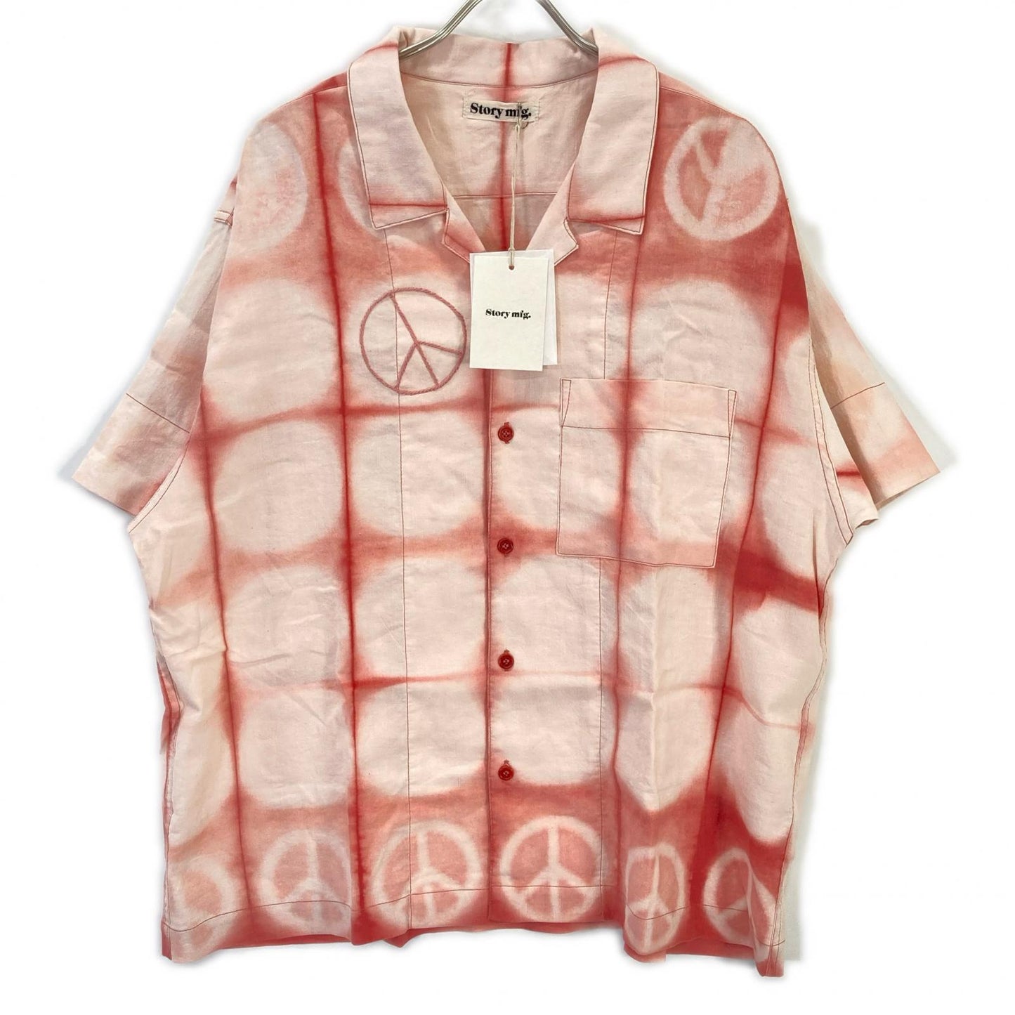 story mfg. ストーリーエムエフジー 26SS ピンク Greetings Shirt Pink Peace Clamp コットンリネンシャツ トップス