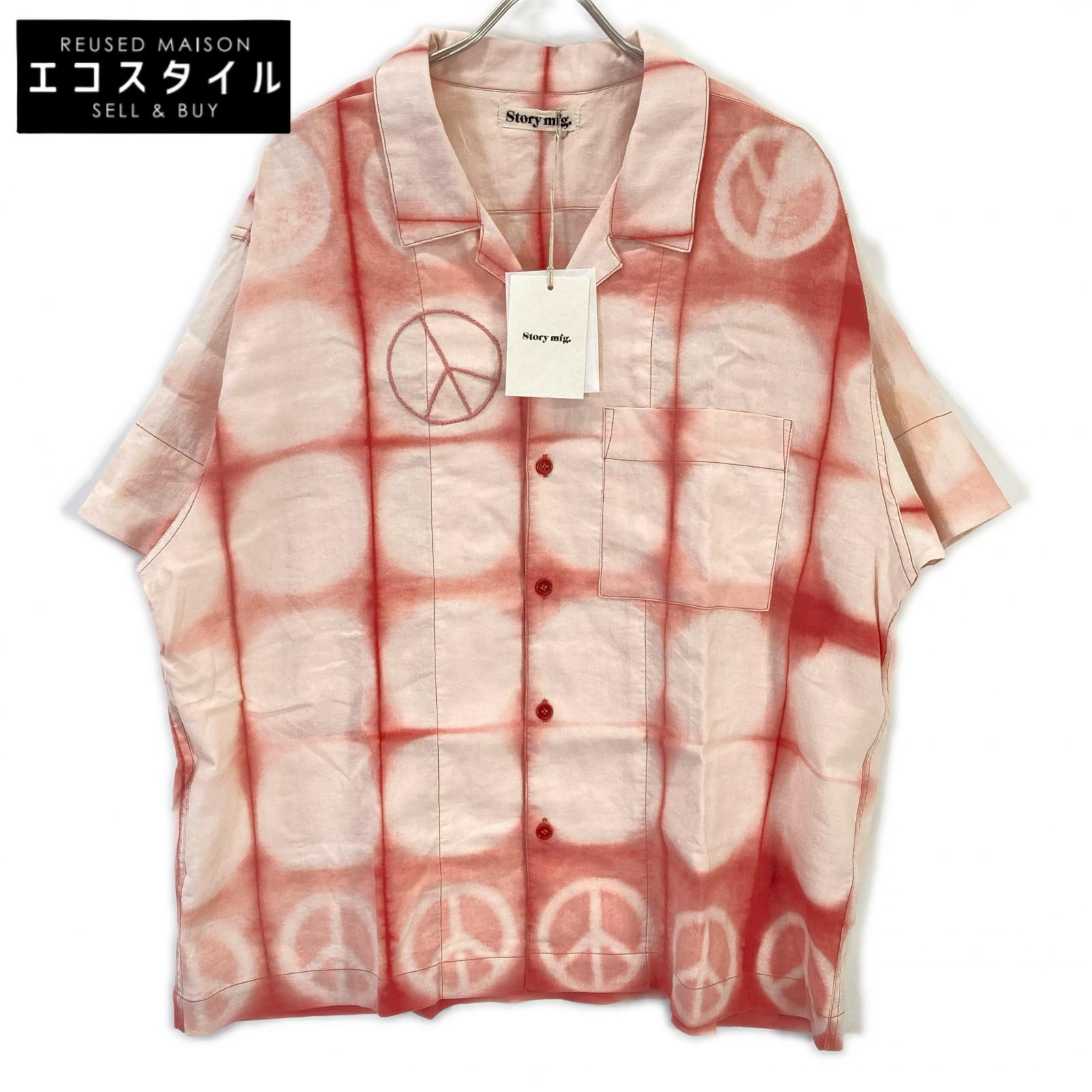story mfg. ストーリーエムエフジー 26SS ピンク Greetings Shirt Pink Peace Clamp コットンリネンシャツ トップス