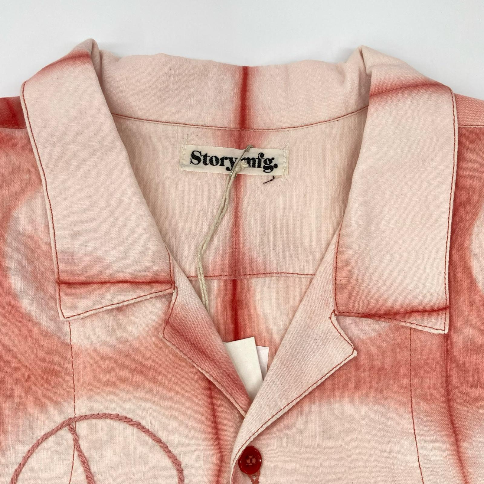 story mfg. ストーリーエムエフジー 26SS ピンク Greetings Shirt Pink Peace Clamp コットンリネンシャツ トップス