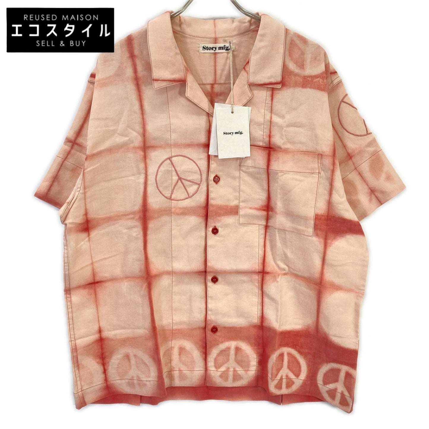 story mfg. 26SS Pink Greetings Shirt Pink Peace Clamp Cotton-Linen Shirt