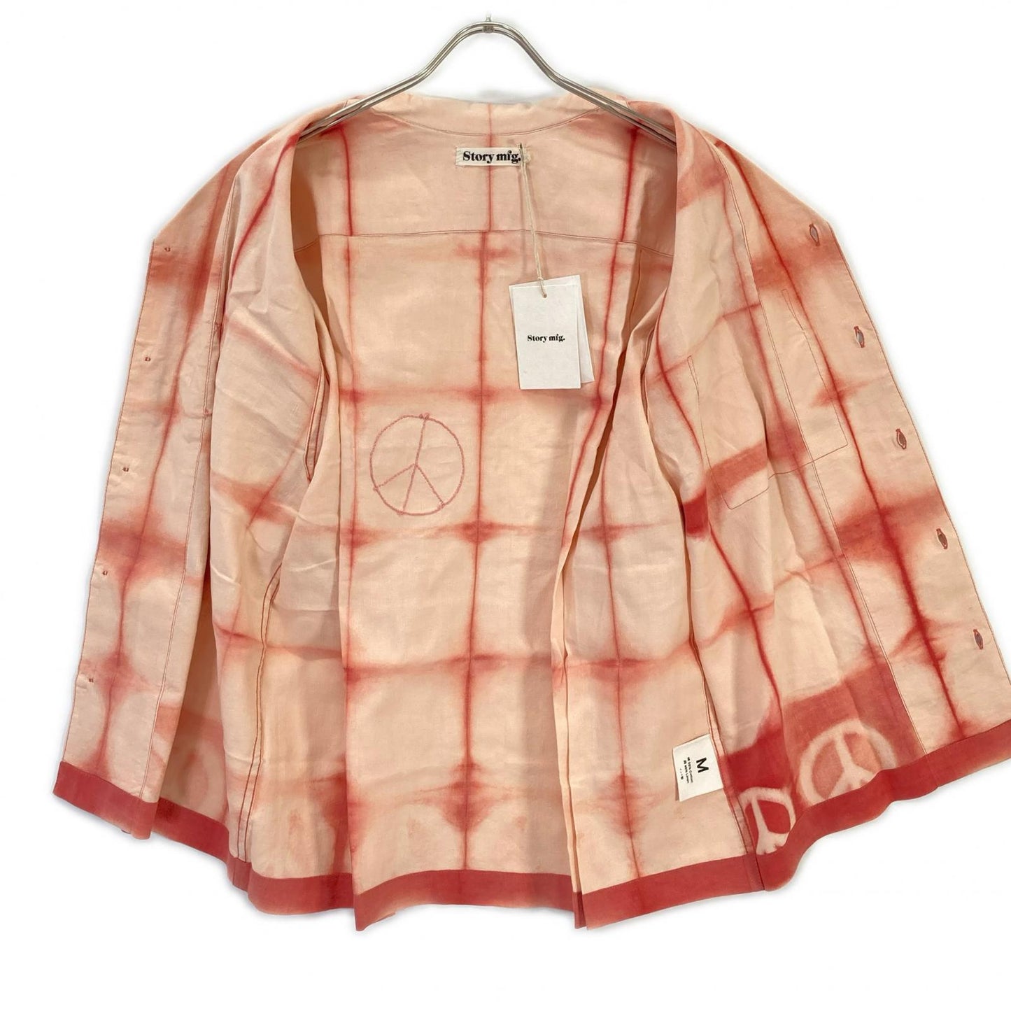 story mfg. ストーリーエムエフジー 26SS ピンク Greetings Shirt Pink Peace Clamp コットンリネンシャツ トップス