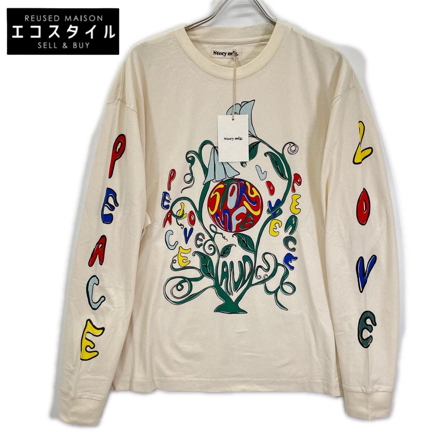 story mfg. ストーリーエムエフジー 26SS アイボリー GRATEFUL TEE LS/グレートフル L/STシャツ トップス